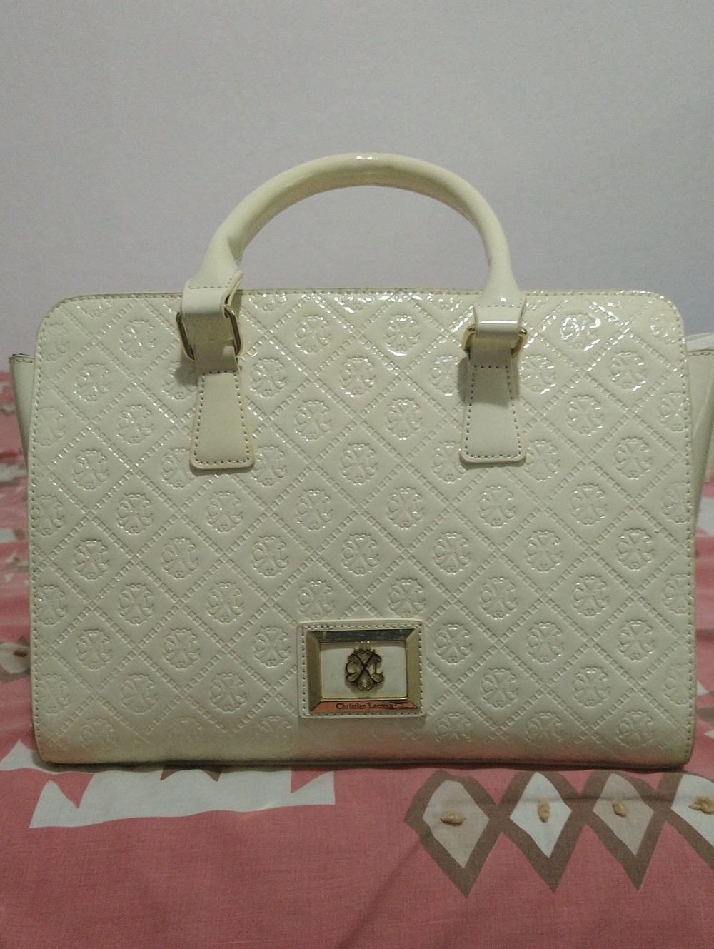 Cream Quilted Satchel Handbag